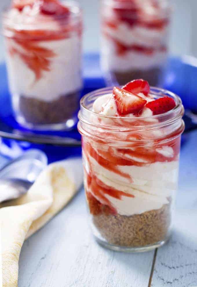 Strawberry Cheesecake Sundae - No bake impressive EASY dessert, great for entertaining because you can make ahead the elements then just assemble prior to serving!