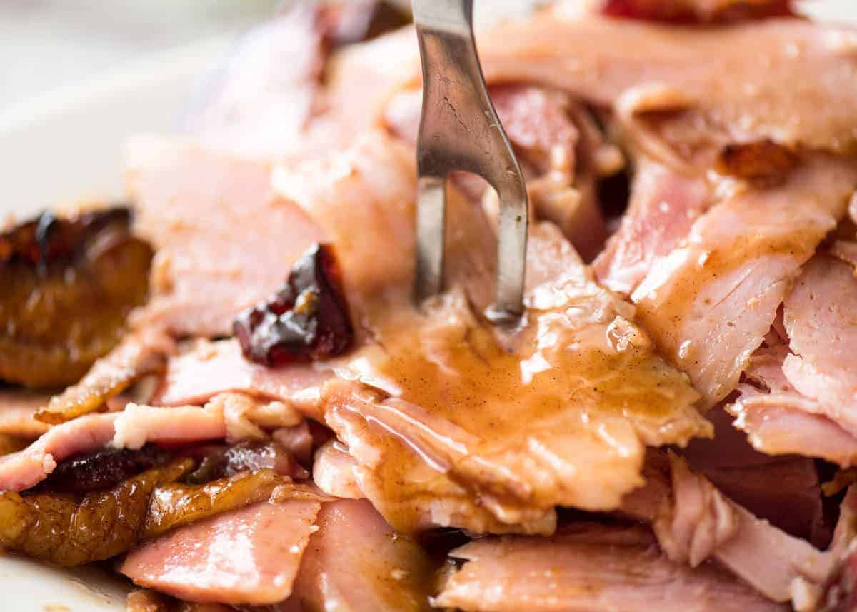 This Baked Ham with Maple Brown Sugar Glaze is a spectacular, EASY centrepiece for your Christmas table! www.recipetineats.com