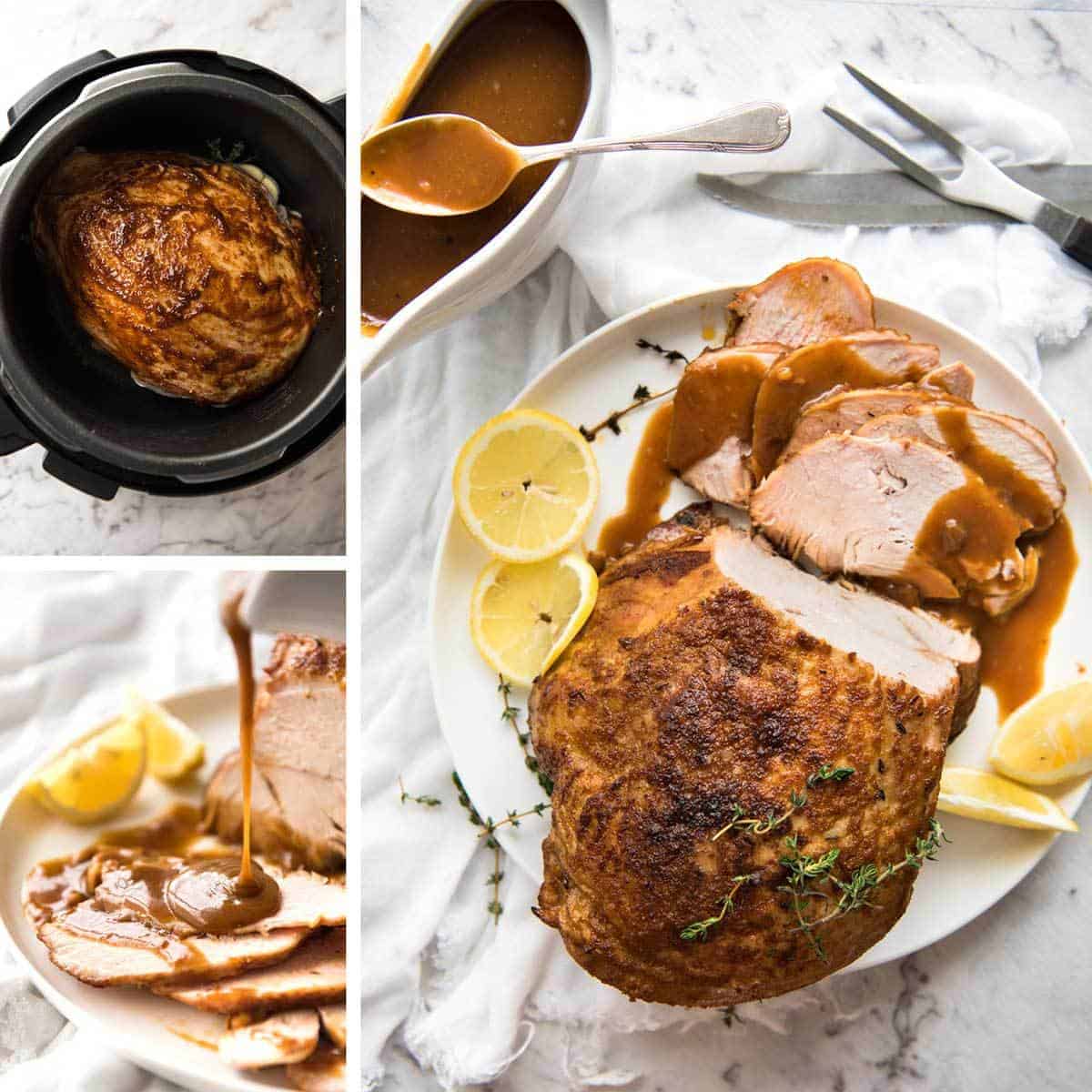 Slow Cooker Turkey Breast - the safest and best way to make MOIST turkey breast without brining is with your crockpot! www.recipetineats.com