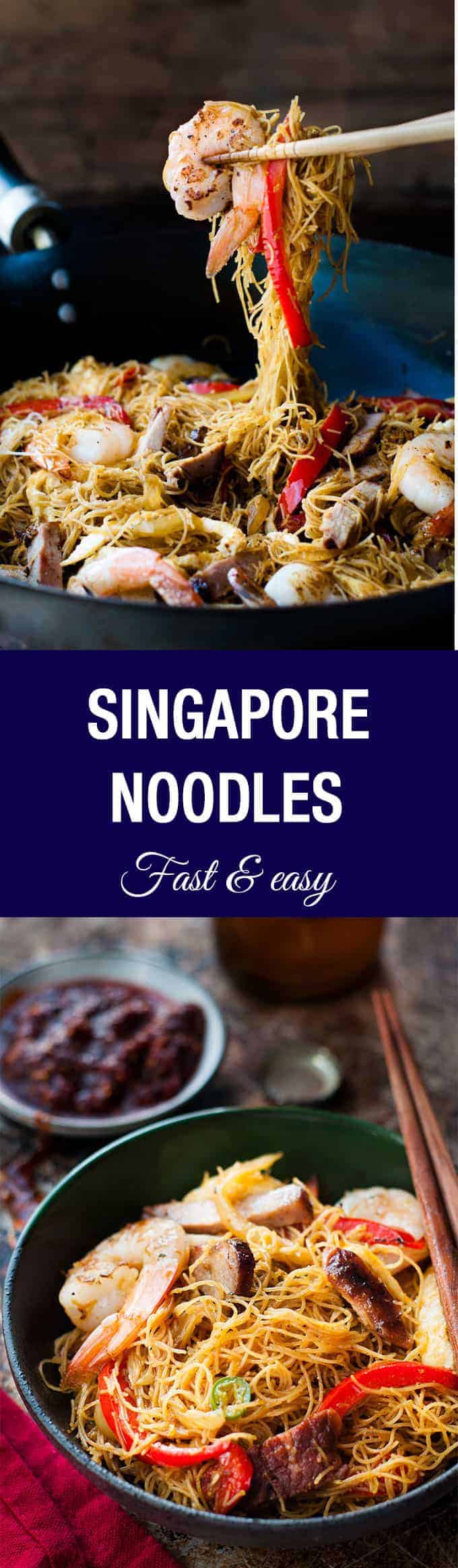 Singapore Noodles - fast and easy to make, use whatever meat and veg you have on hand!