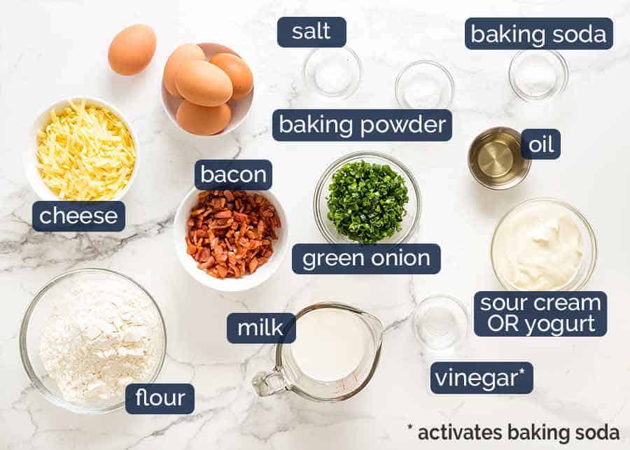 Ingredients in Bacon and Egg Breakfast Muffins with whole egg inside