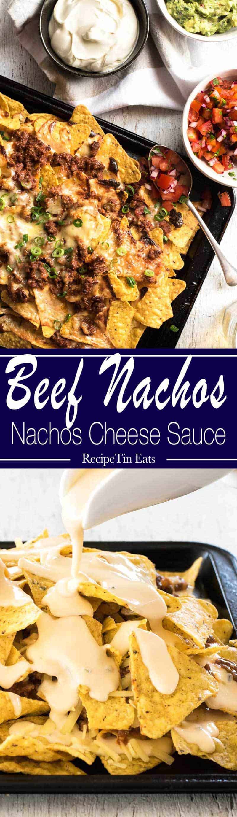 Beef Nachos - made this for book club, everyone went WILD over it!! The cheese sauce is what makes it!!!