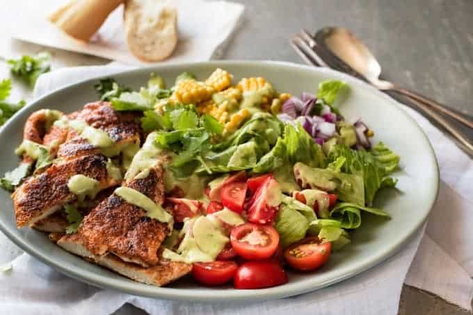 Closeup of Chicken Salad with Avocado Dressing