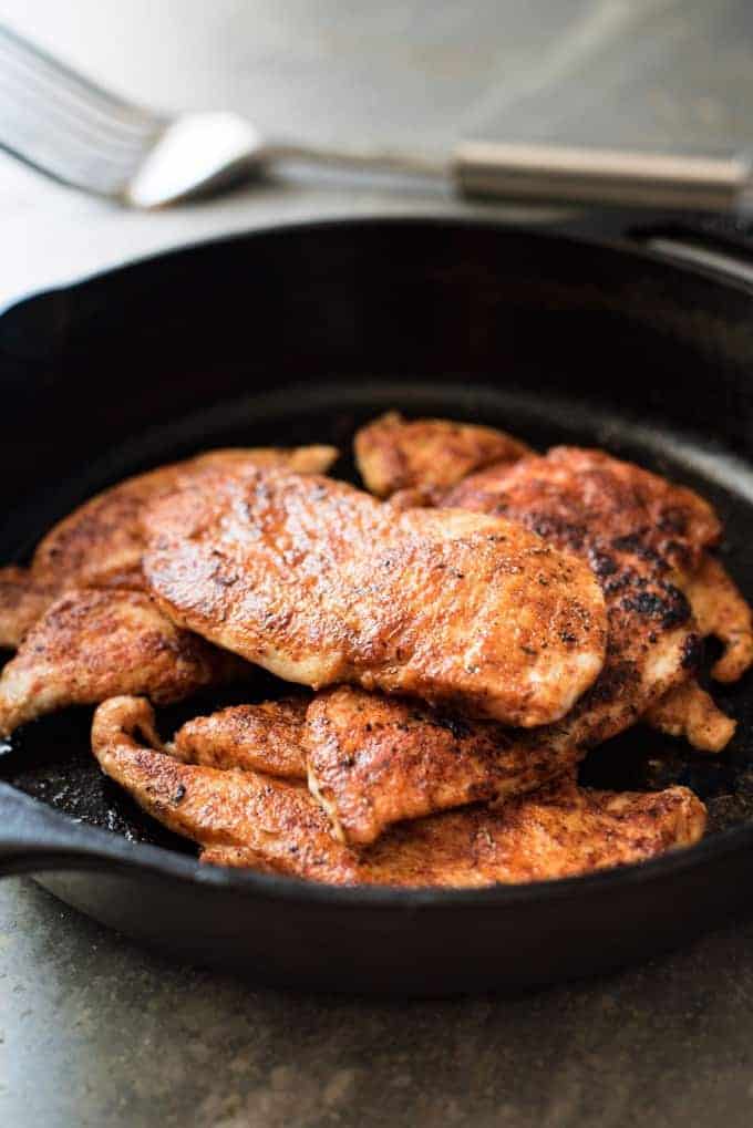 Spiced chicken for Chicken Salad with Avocado Dressing