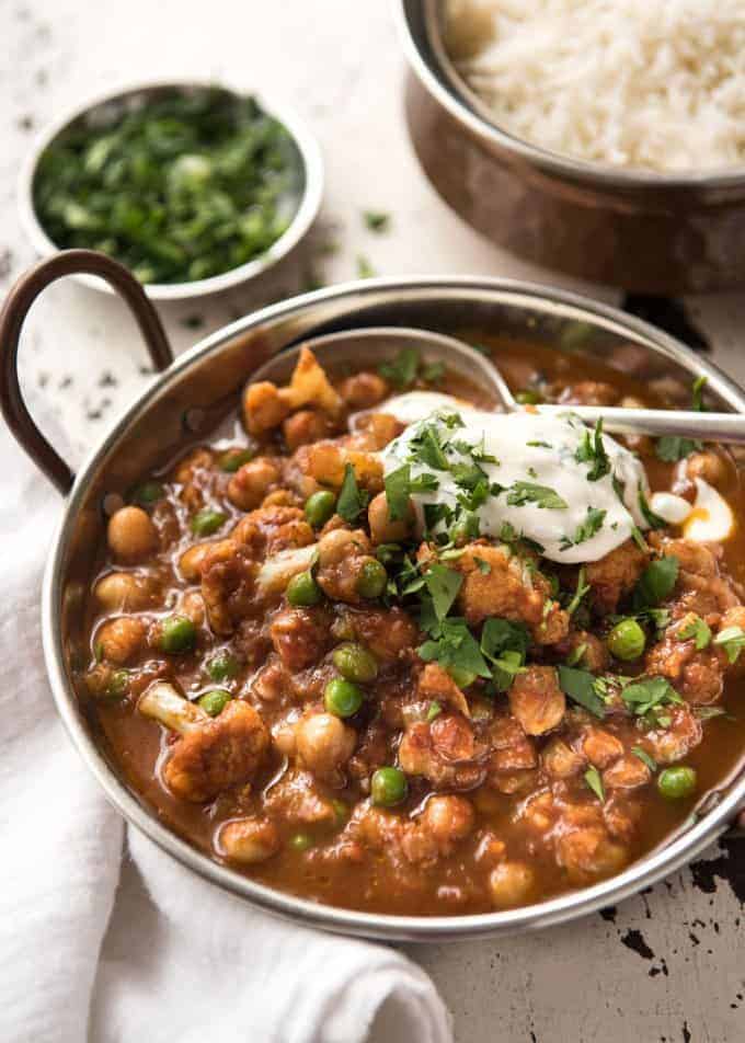 This Cauliflower and Chickpea Curry is an authentic Indian homestyle recipe that's healthy and made with everyday ingredients! www.recipetineats.com