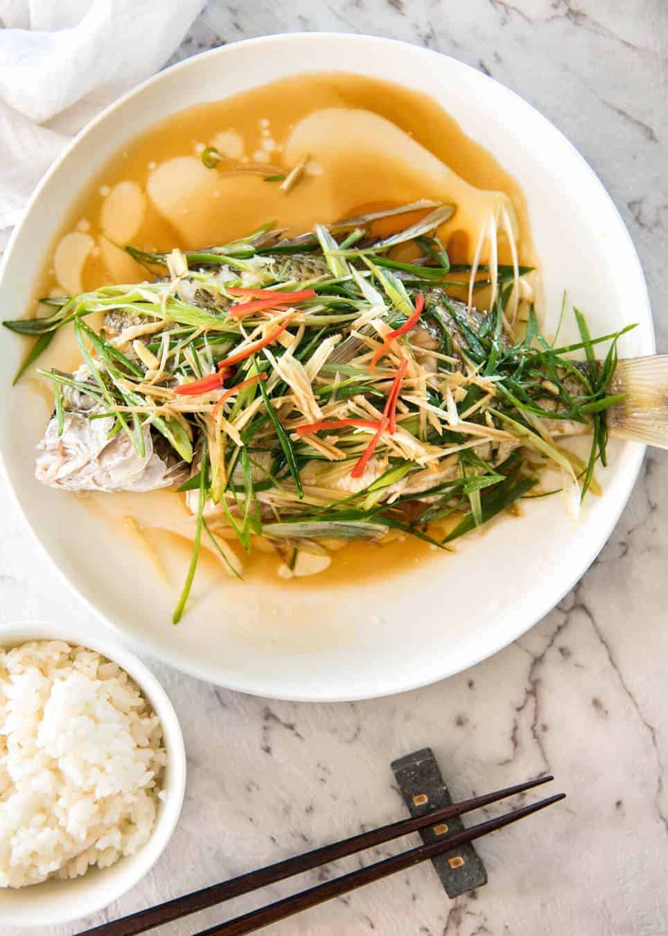 Chinese Steamed Fish With Ginger Shallot Sauce Recipetin Eats