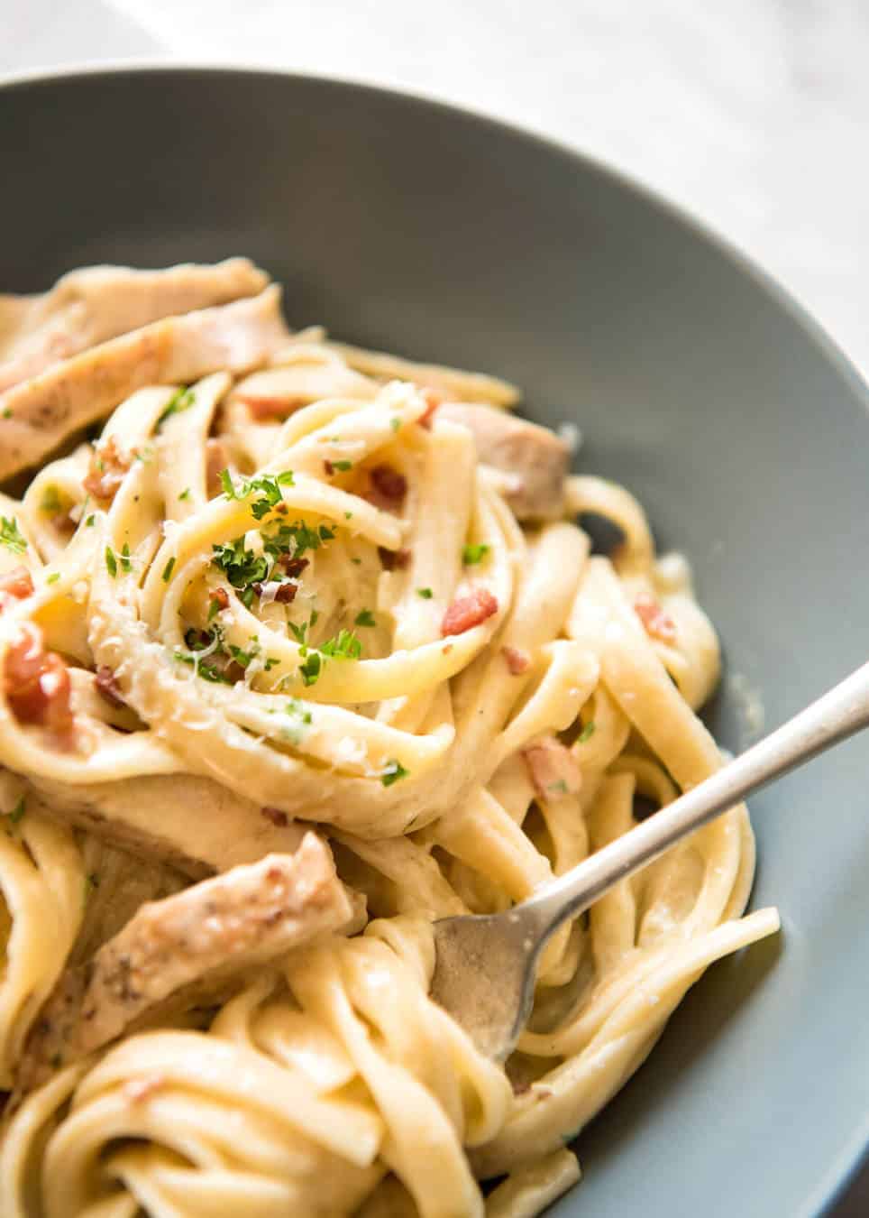 Creamy Chicken and Bacon Pasta - for all those days when nothing but a creamy pasta will do. www.recipetineats.com