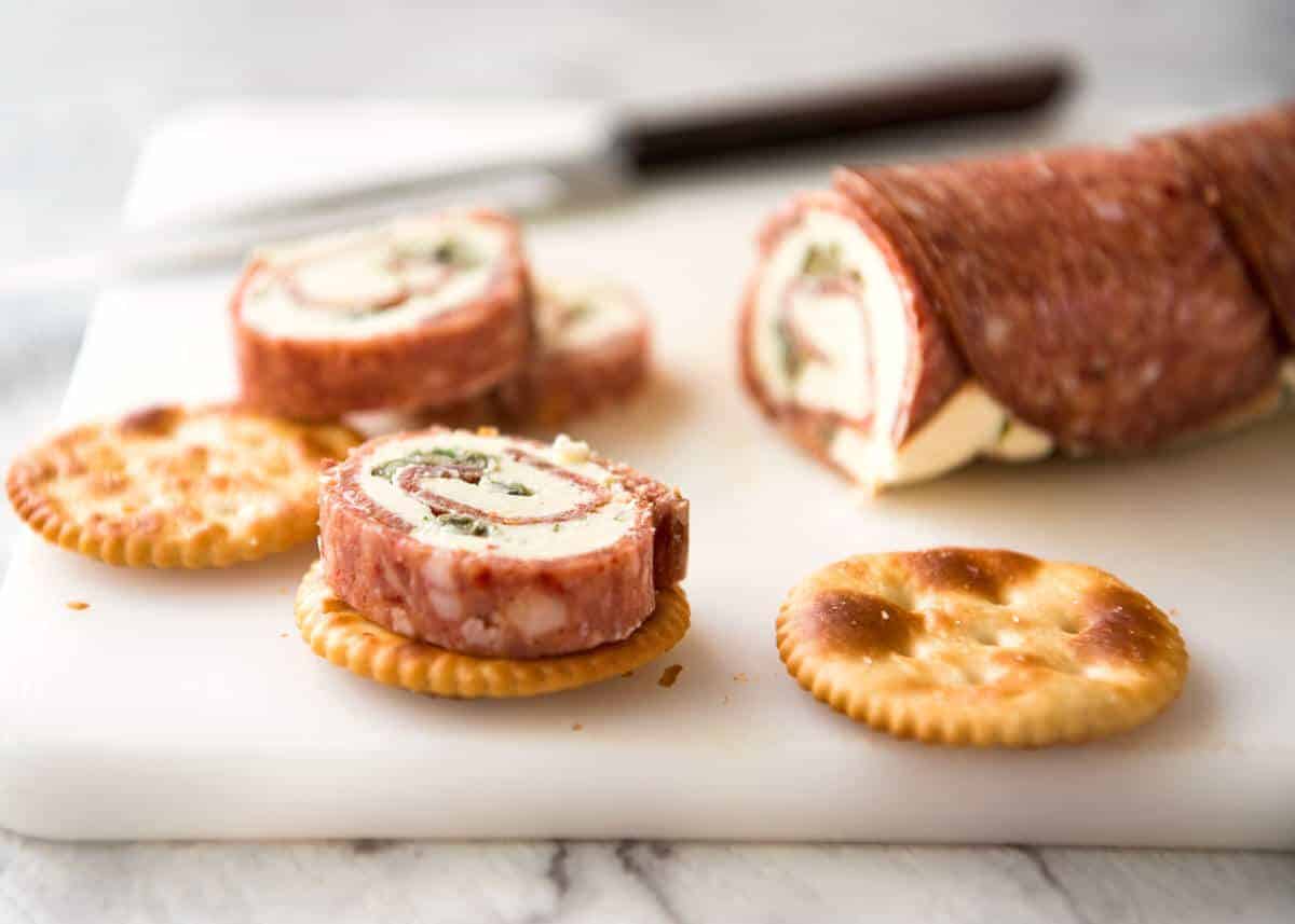 Salami Cream Cheese Roll Up - Great inexpensive party food idea! www.recipetineats.com