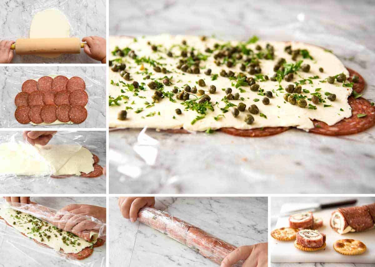 Salami Cream Cheese Roll Up - Great inexpensive party food idea! www.recipetineats.com
