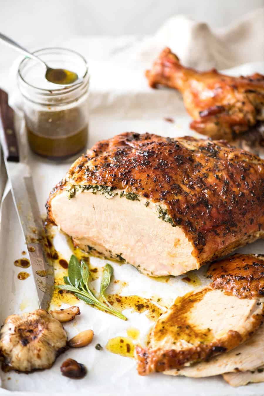 Roast Turkey Breast With Garlic Herb Butter Recipetin Eats
