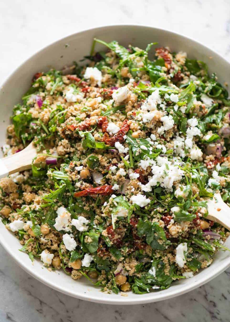 The best 12 minute salad in the world: Couscous Salad with Sun Dried Tomatoes and Feta www.recipetineats.com