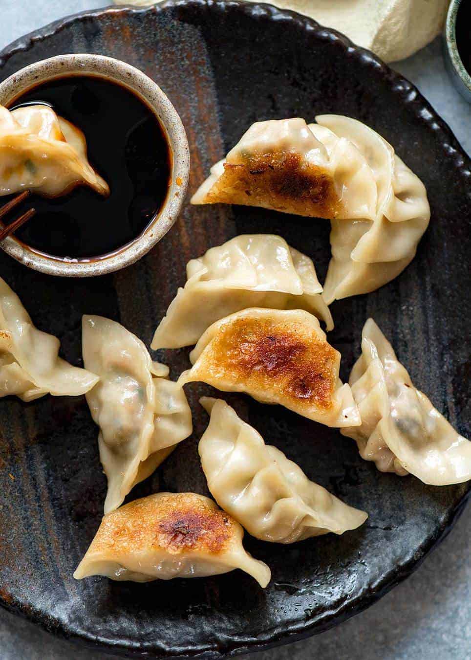 Potstickers Chinese Pan Fried Dumplings Recipetin Eats