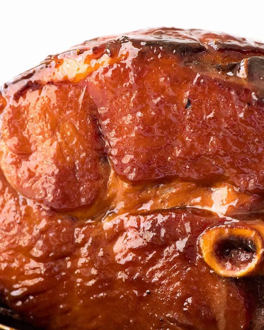 Close up of face of Brown Sugar Ham Glaze for Glazed Ham
