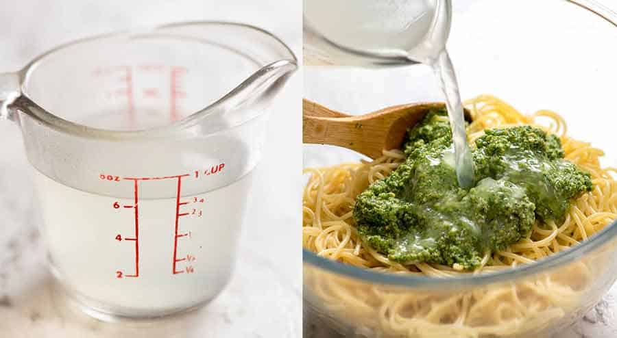 How to make the best pesto pasta - use pasta cooking water