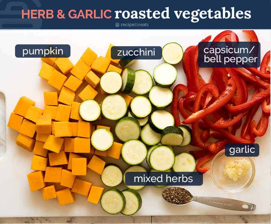 Herb Garlic Roasted Vegetables for Baked Frittata