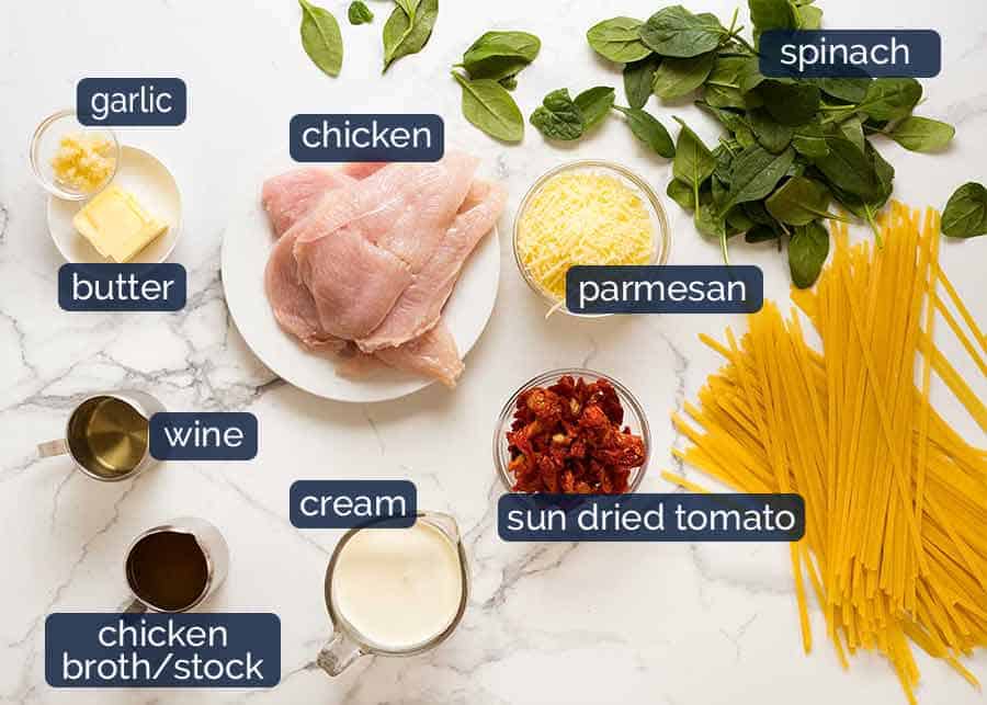 Ingredients in ultimate chicken pasta recipe