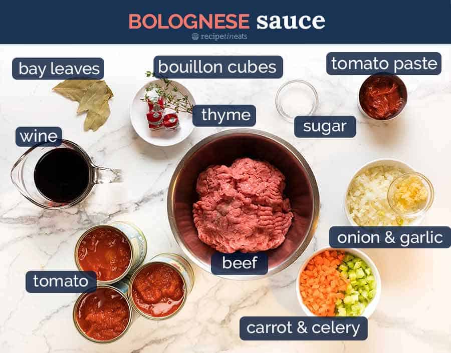 Baked Spaghetti Bolognese Sauce ingredients