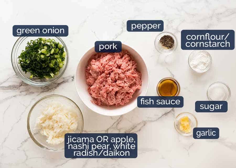 Ingredients for Vietnamese Pork Meatballs for Banh Mi