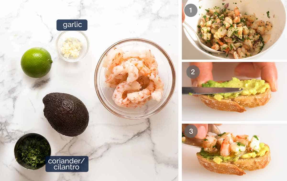 How to make Prawn / Shrimp Avocado Crostini