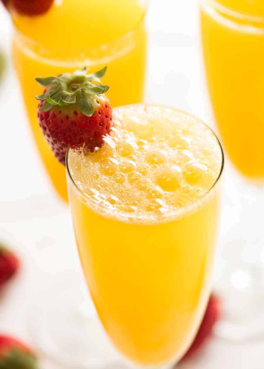 Close up of sparkling Mimosa