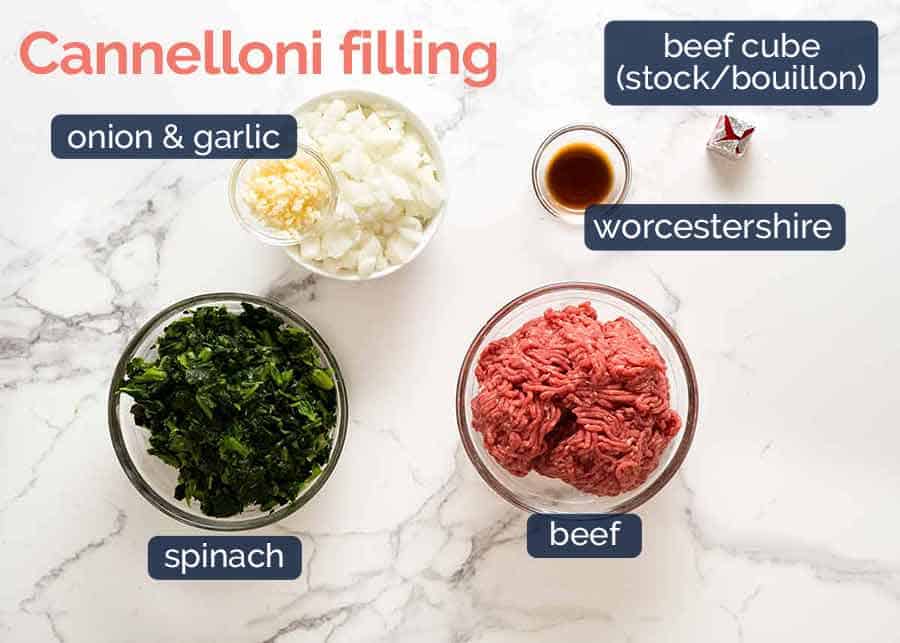What goes in Spinach Beef Cannelloni Filling