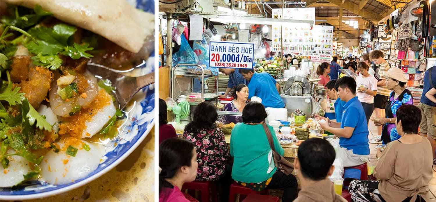 Banh Beo - Steamed rice cakes ("UFO's") in Ben Thanh Markets in Ho Chi Minh City, Vietnam