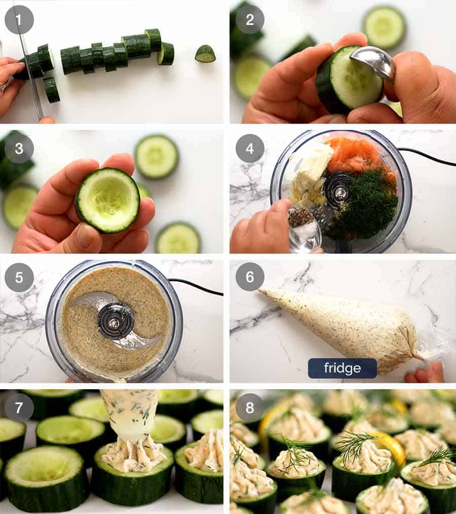 How to make healthy cucumber appetisers with smoked salmon mousse